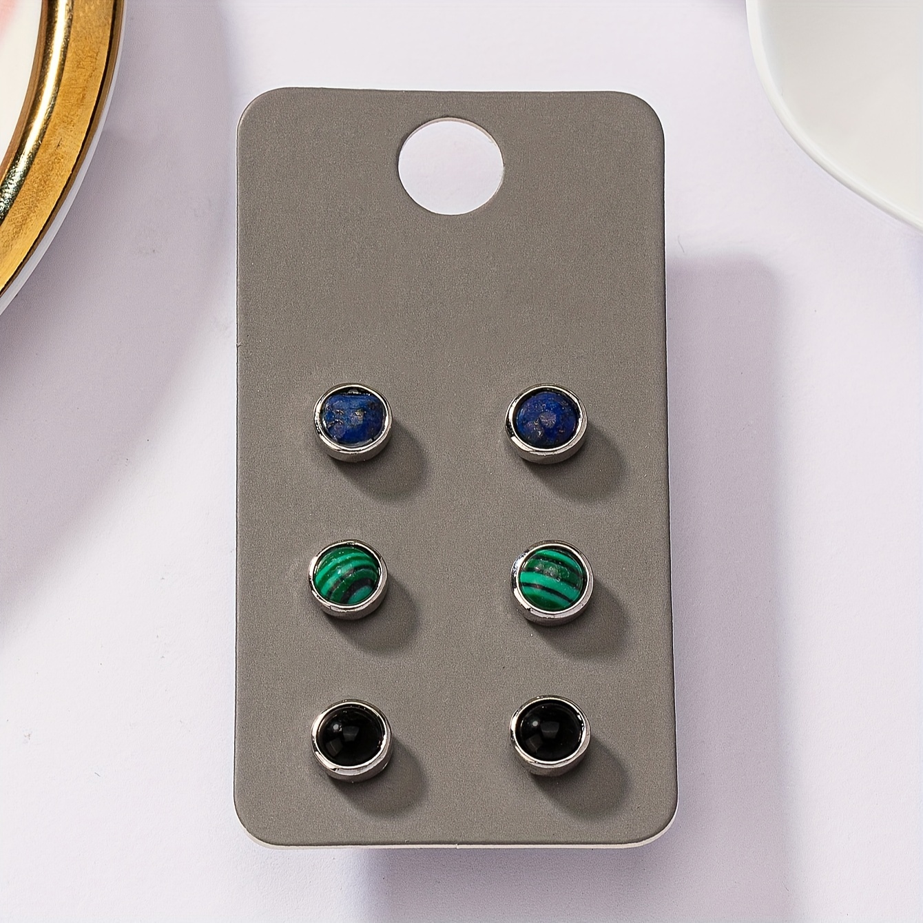 Boho Style Natural Stone Earrings Set of 3 Pairs